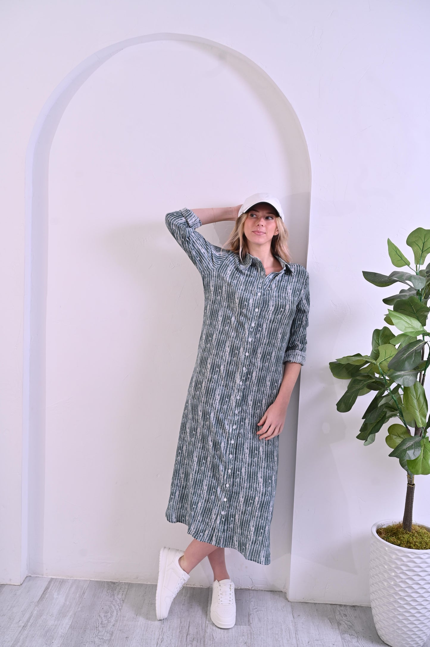 Olivia Dress - Teal Stripe