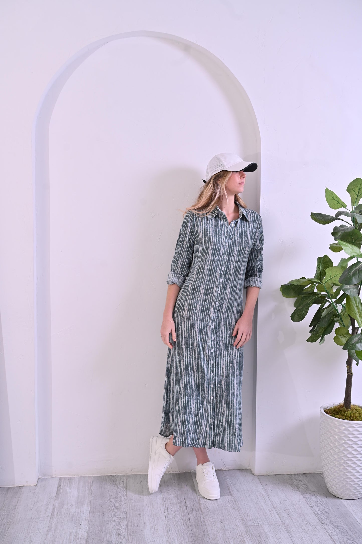 Olivia Dress - Teal Stripe