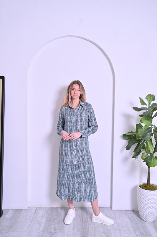 Olivia Dress - Teal Stripe