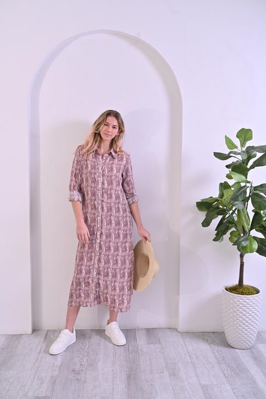 Olivia Dress - Mauve Stripe