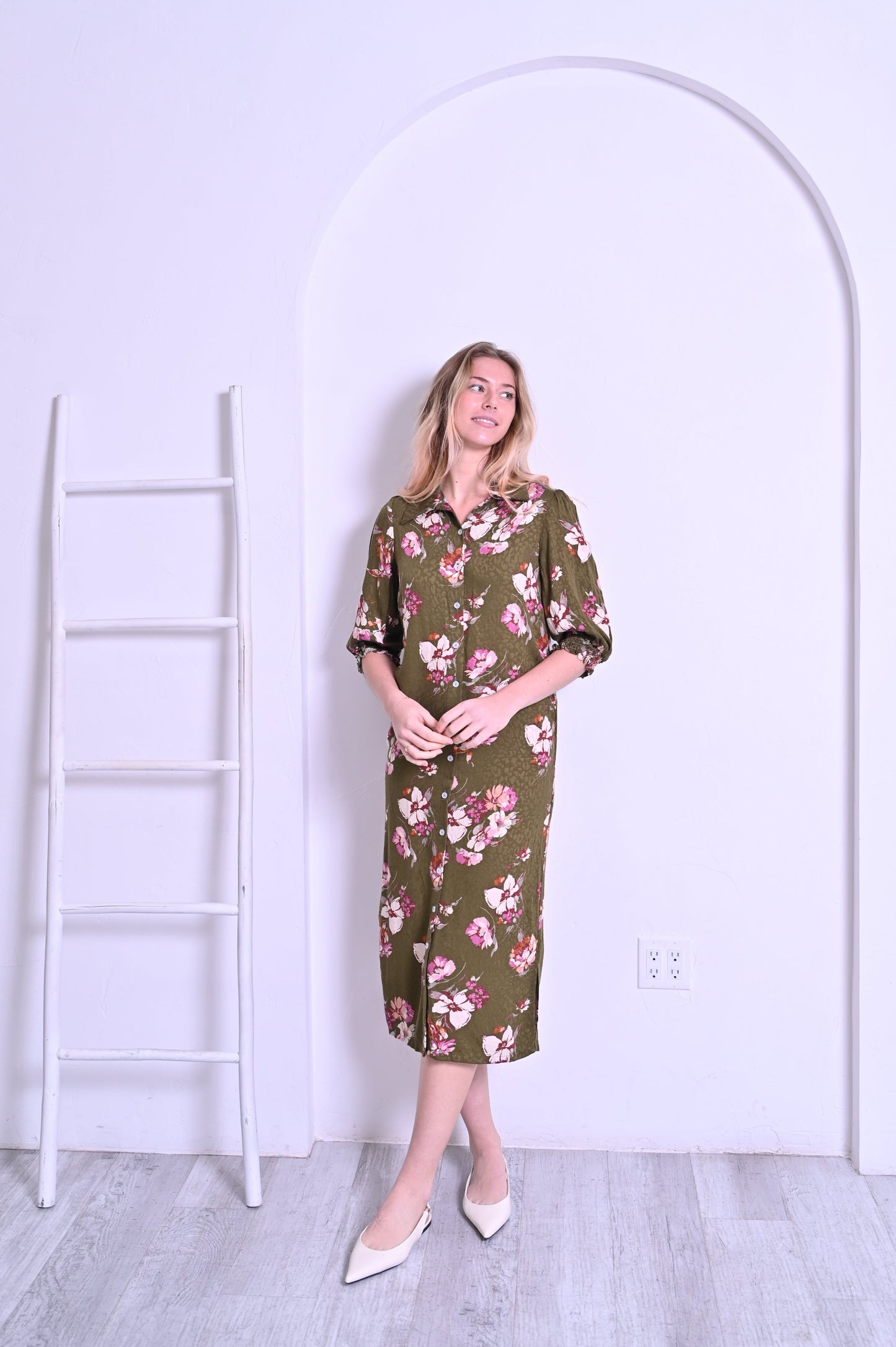 Willow Dress - Olive Floral