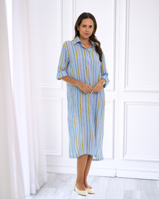 Ivy Dress - Blue Stripe