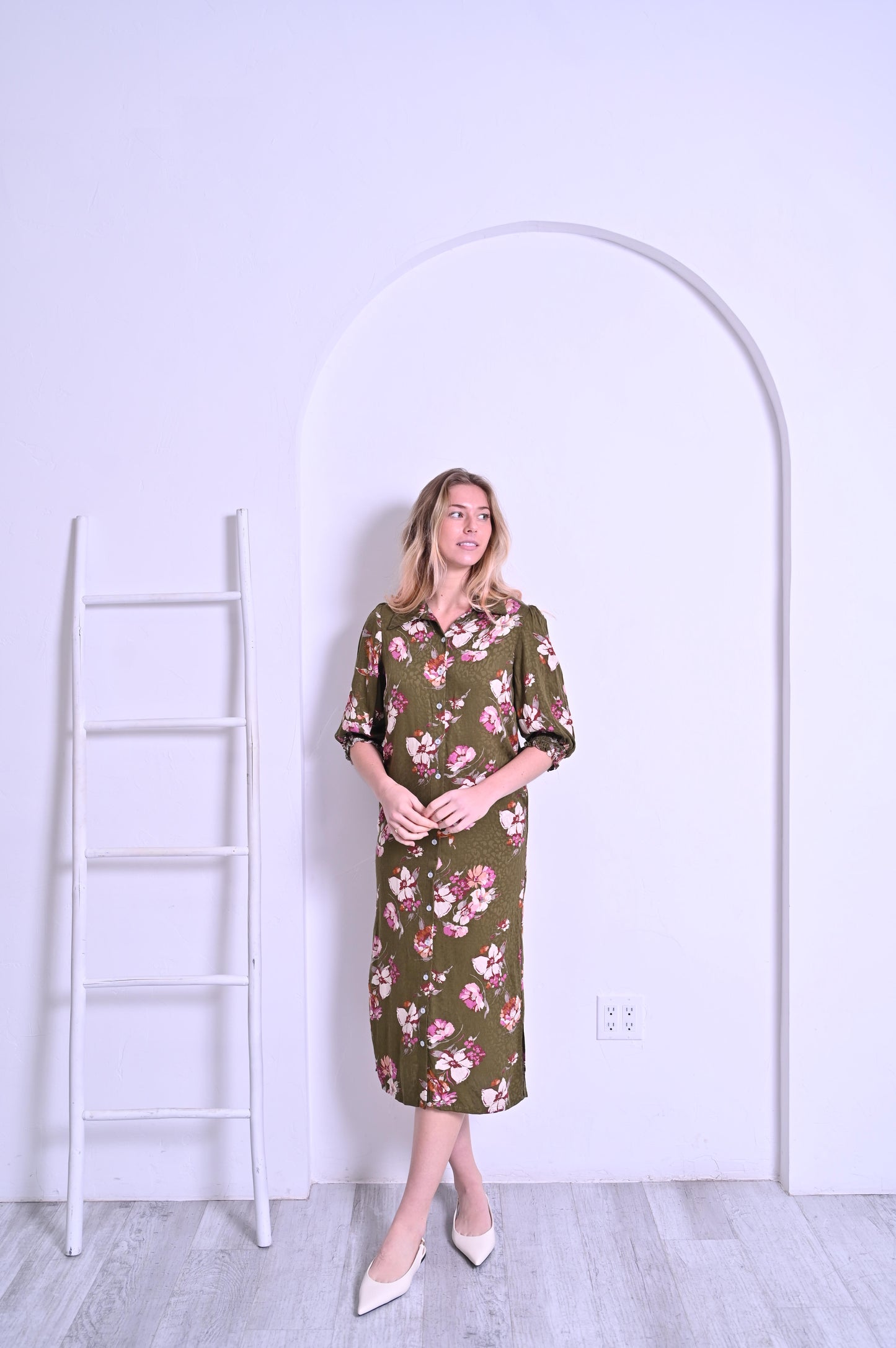 Willow Dress - Olive Floral